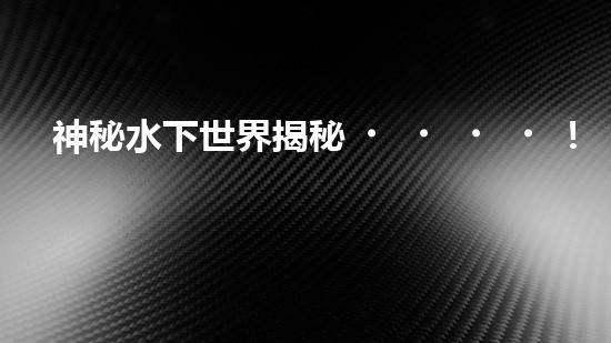 神秘水下世界揭秘！驚艷視頻展示水下機器人探索的壯麗景象，你見過嗎？